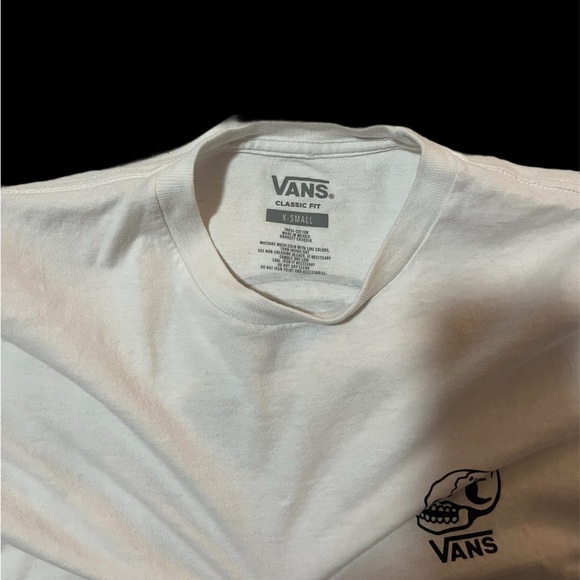 Vans White T-Shirt with Skull Graphic - Size (ADULT) X-Small - Picture 4 of 4